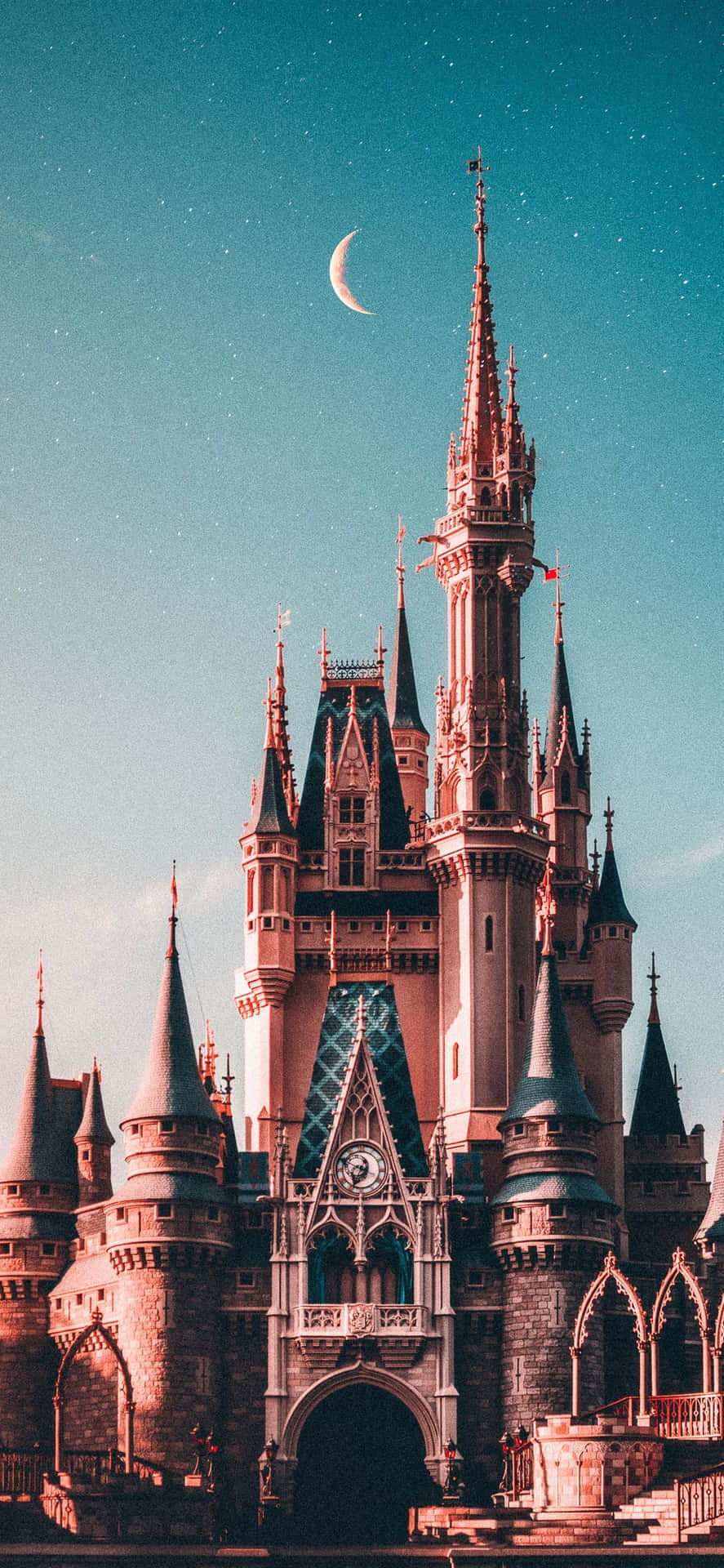 Disney World Castle Aesthetic Blue And Beige Iphone