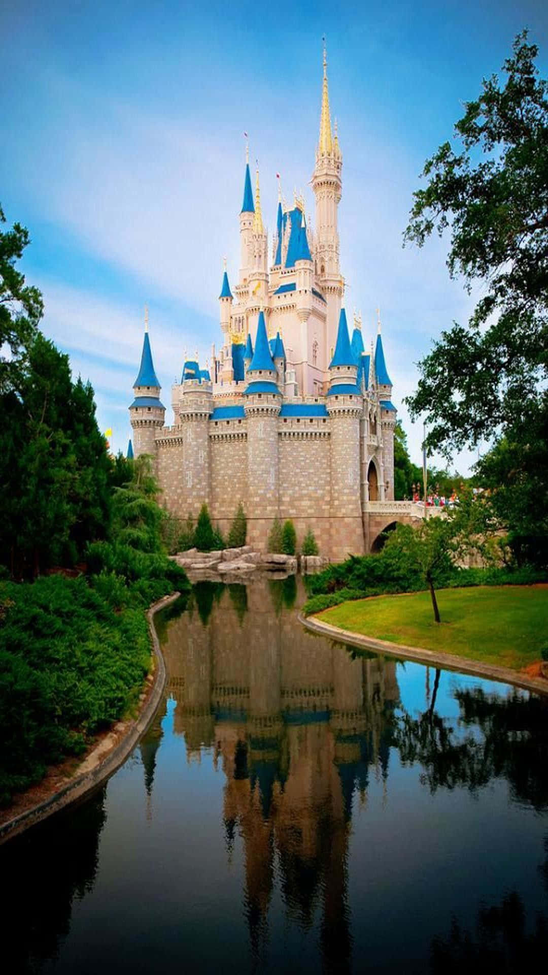 Disney World Cinderella Castle Water Lake Iphone Background