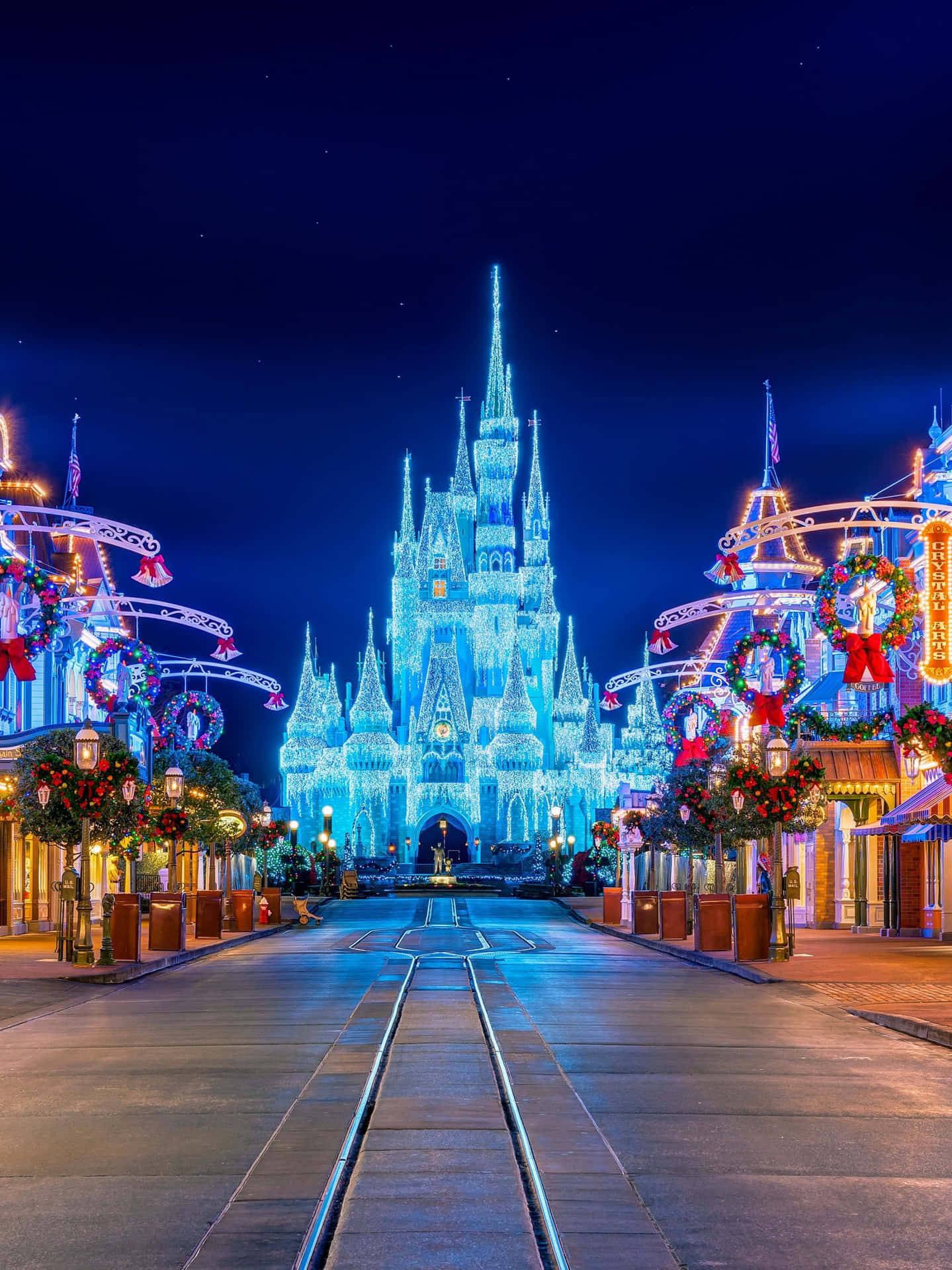 Disney World Glowing Castle Railway Iphone Background