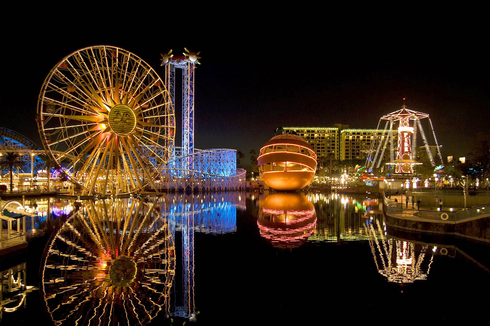 Disneyland Anaheim Nighttime Skyline Background