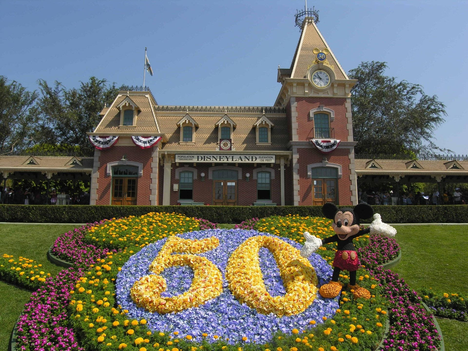 Disneyland Castle Flower Garden Background