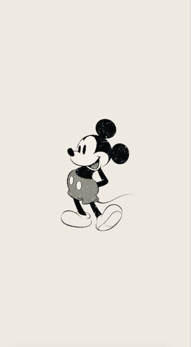 Disney’s Iconic Mickey Mouse Standing Out On A Sleek Black Background. Background