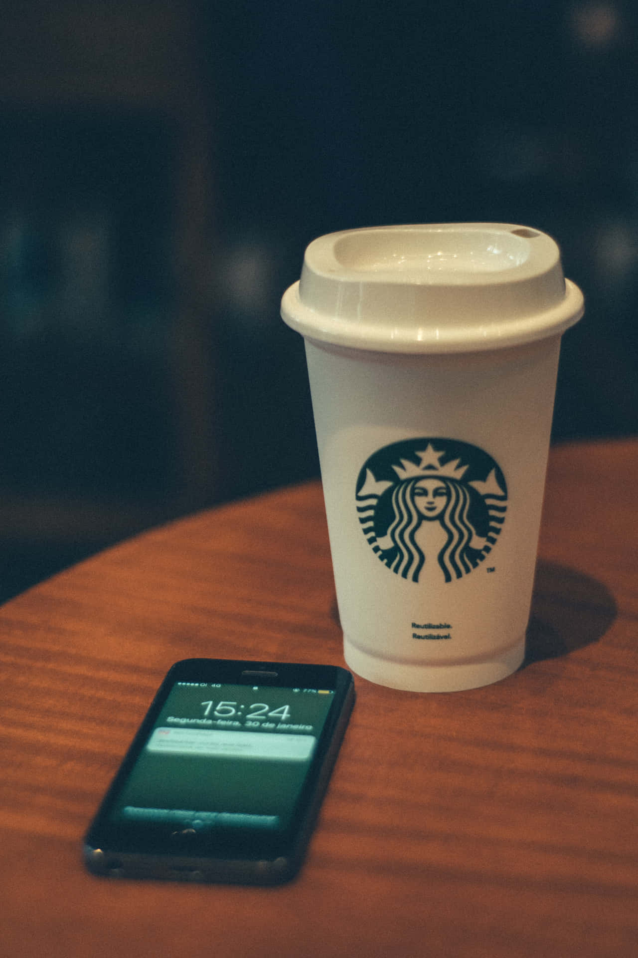 Disposable Cup And A Phone Background