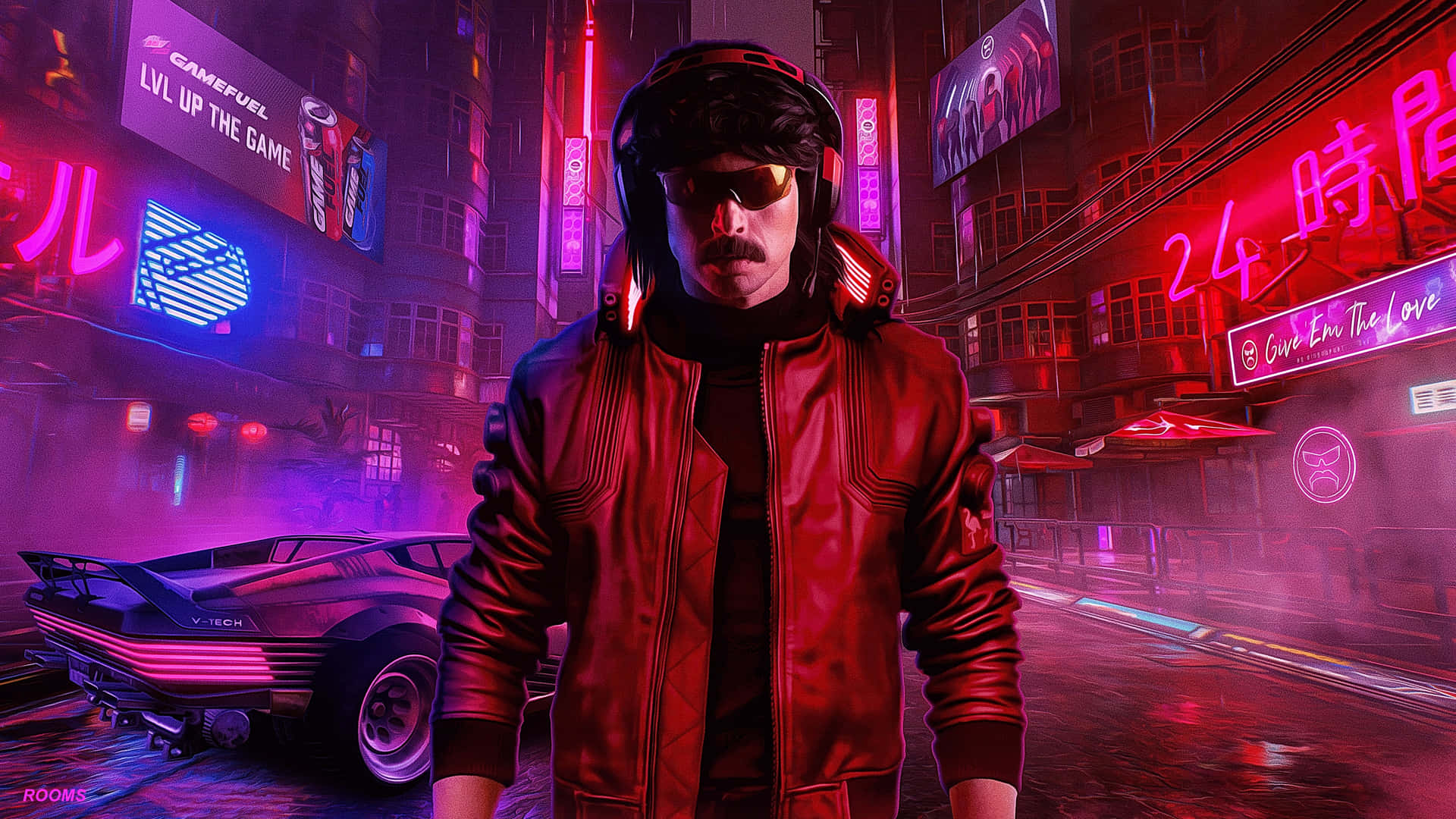 Disrespectful Dr Disrespect In Neon City Background