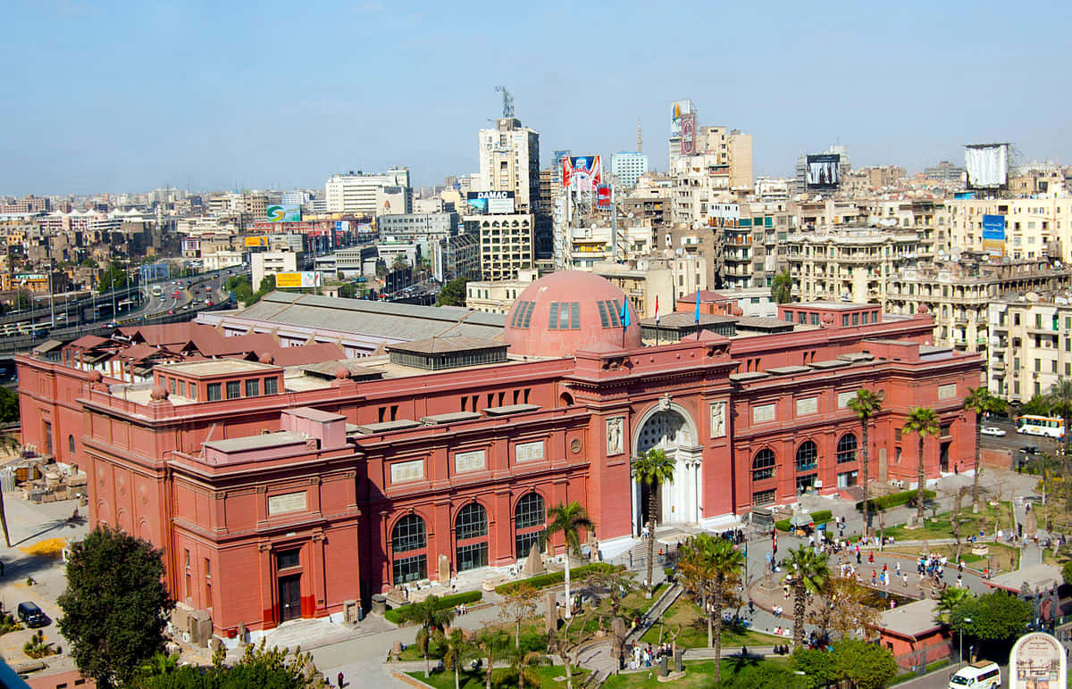 Distant Aerial Shot Of Egyptian Museum Background