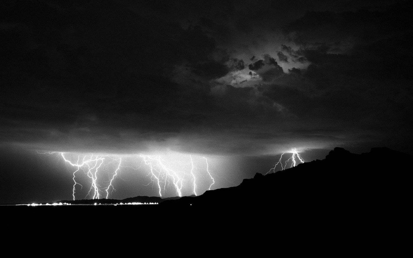 Distant Black And White Thunderstorm