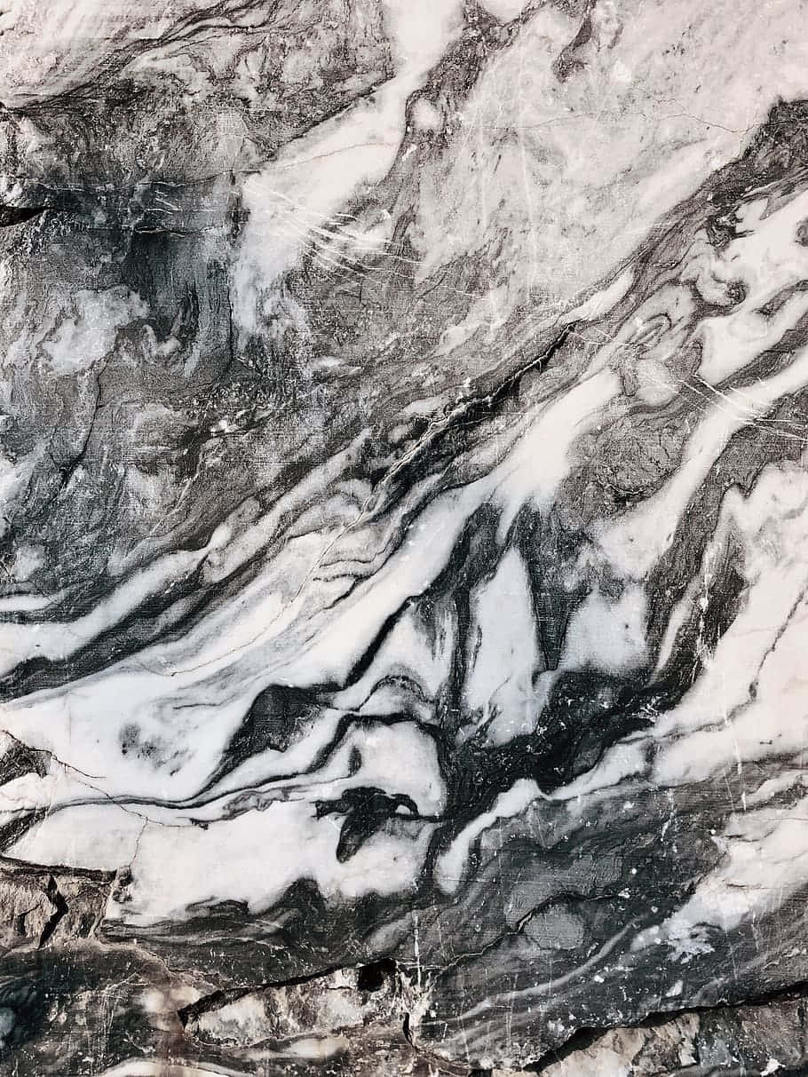 Distinct Fluid Black And White Marble Background