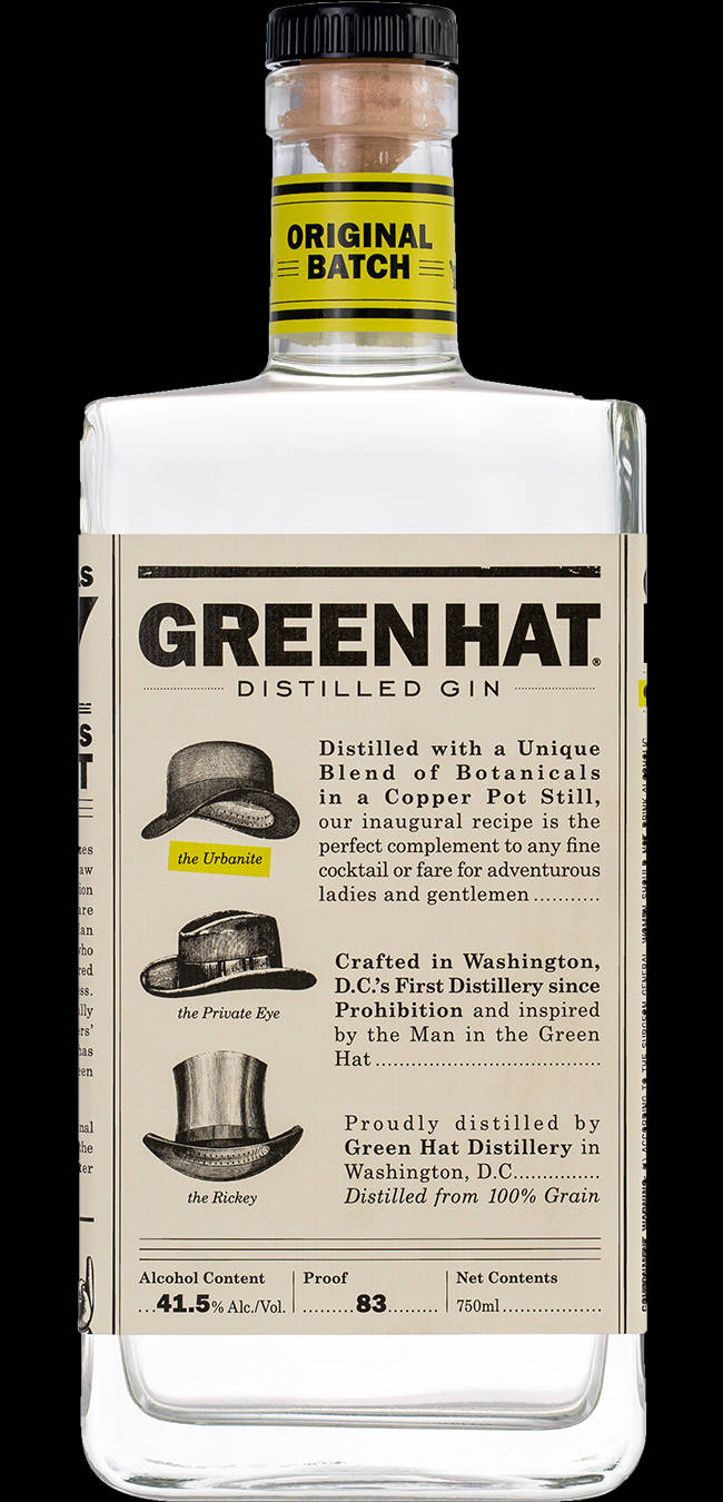 Distinctive Green Hat Gin Bottle Background