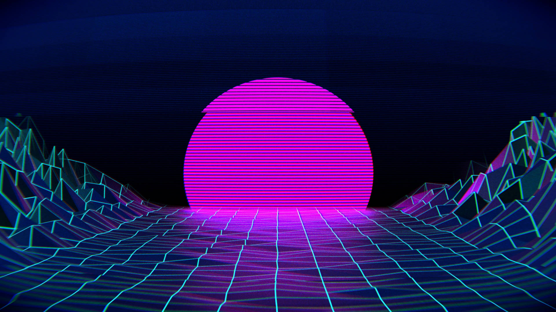 Distorted Sun Vaporwave Desktop Background