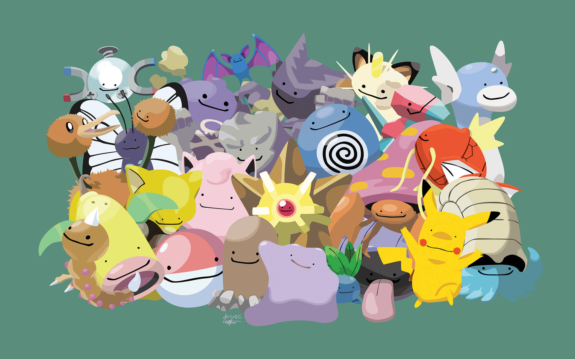 Ditto With Pokemon Cast Background