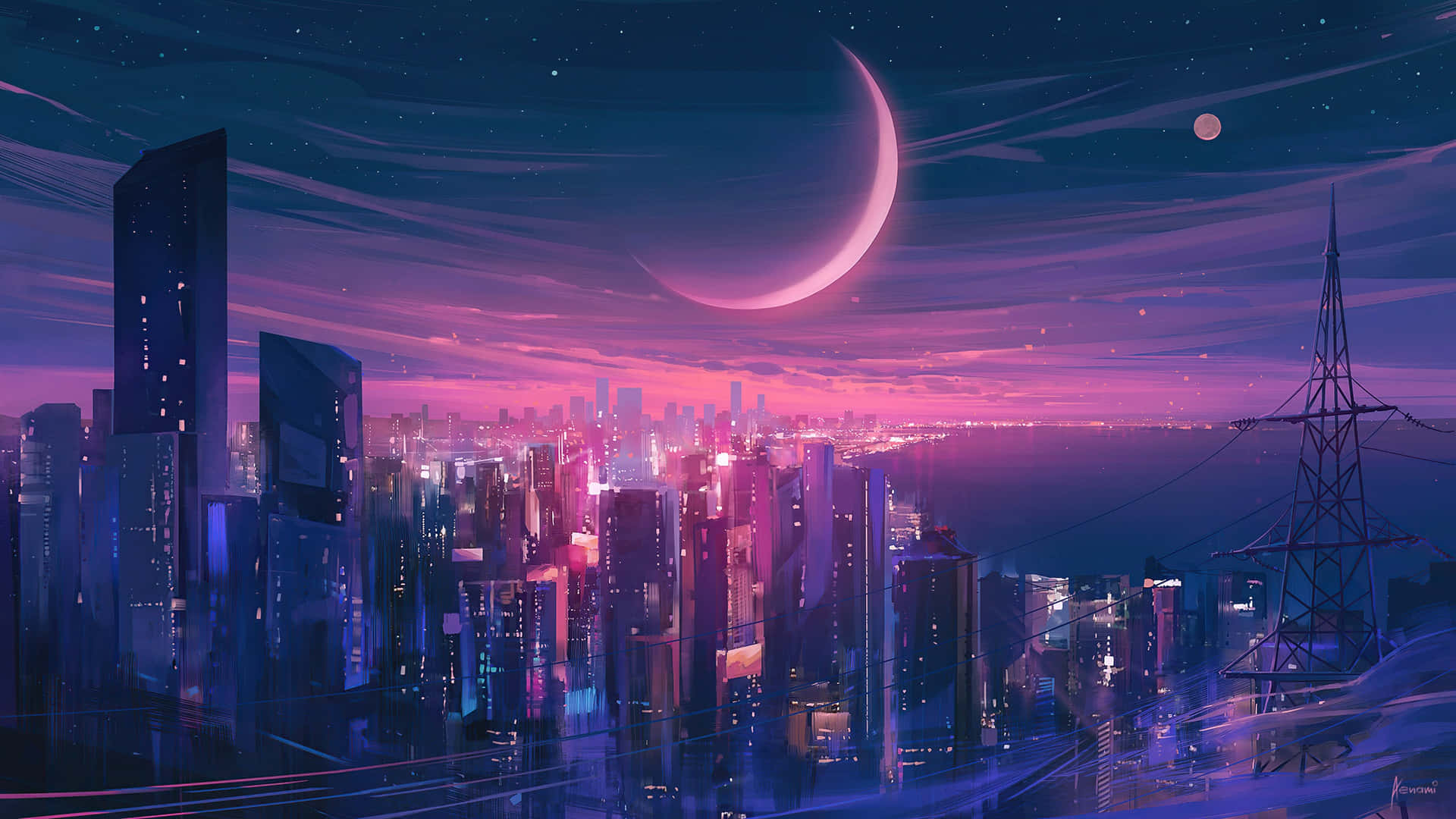 Dive Into The Retro-futurism Of Synthwave City Background