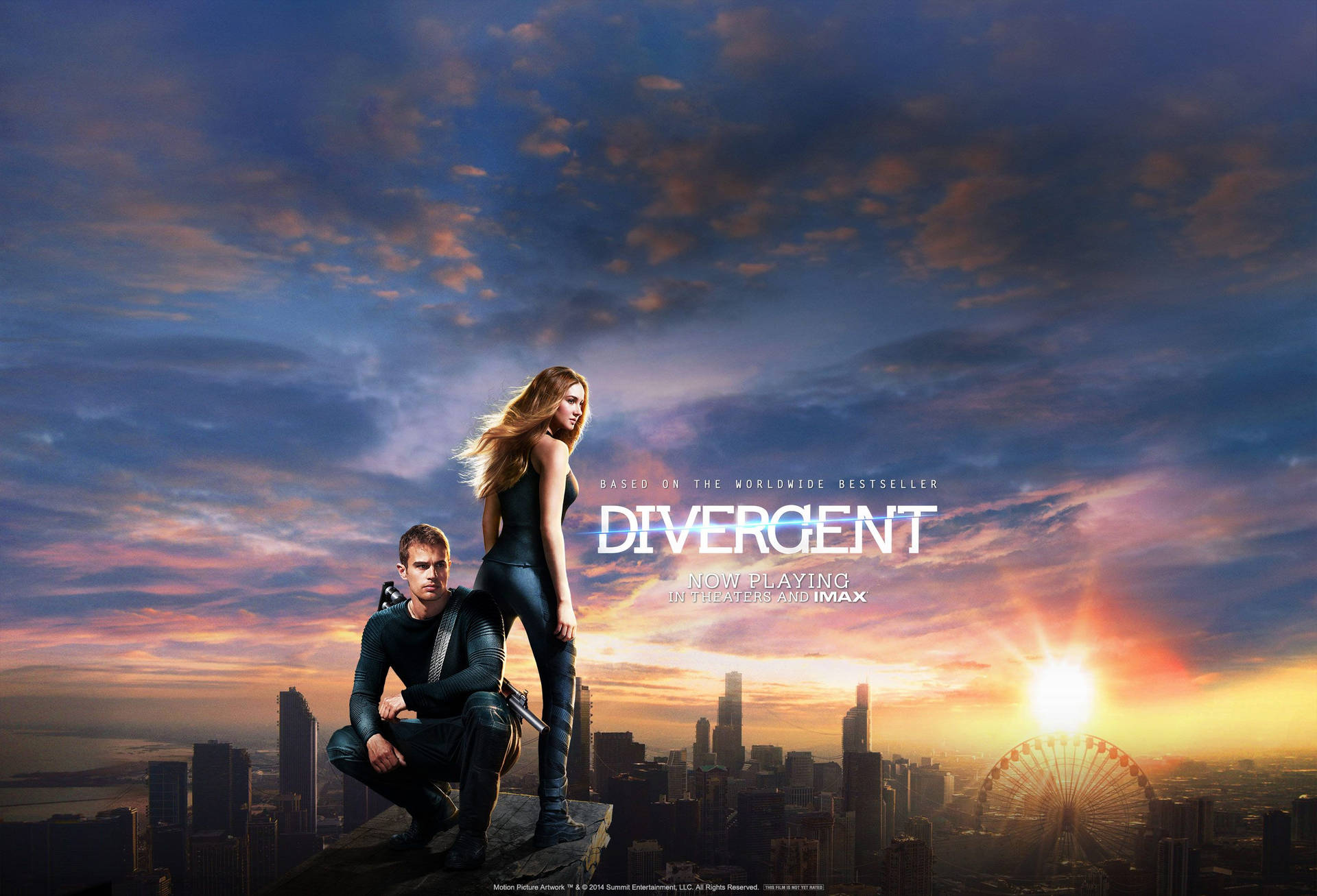 Divergent Movie Poster Featuring Tris And Four Background