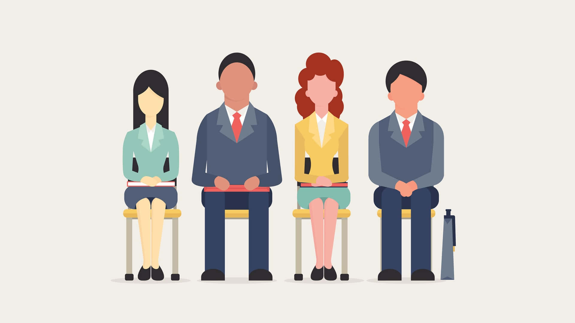 Diverse Job Applicants Waiting For Recruitment Interview Background