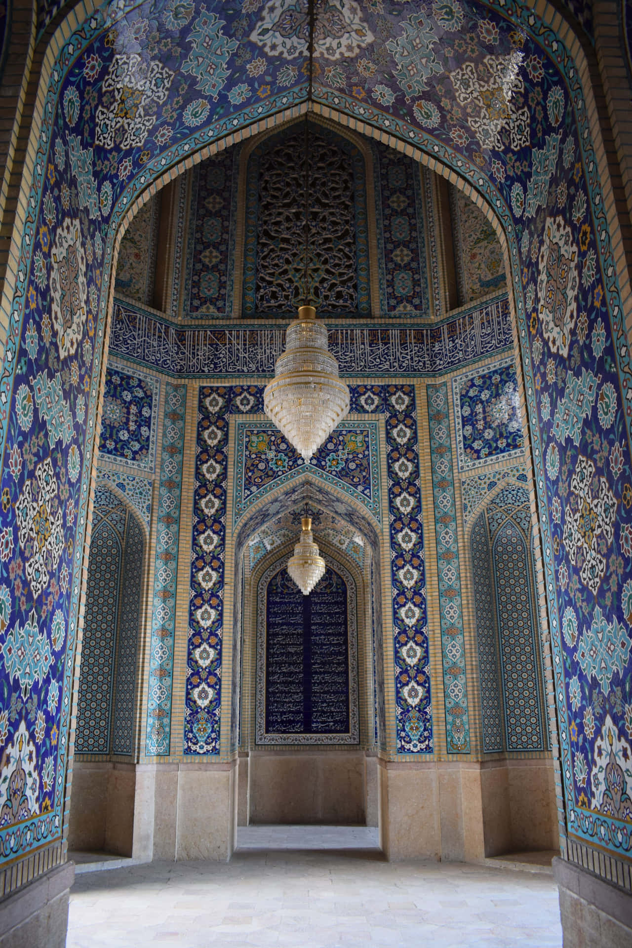 Diverse Patterns Inside Shah Mosque Background