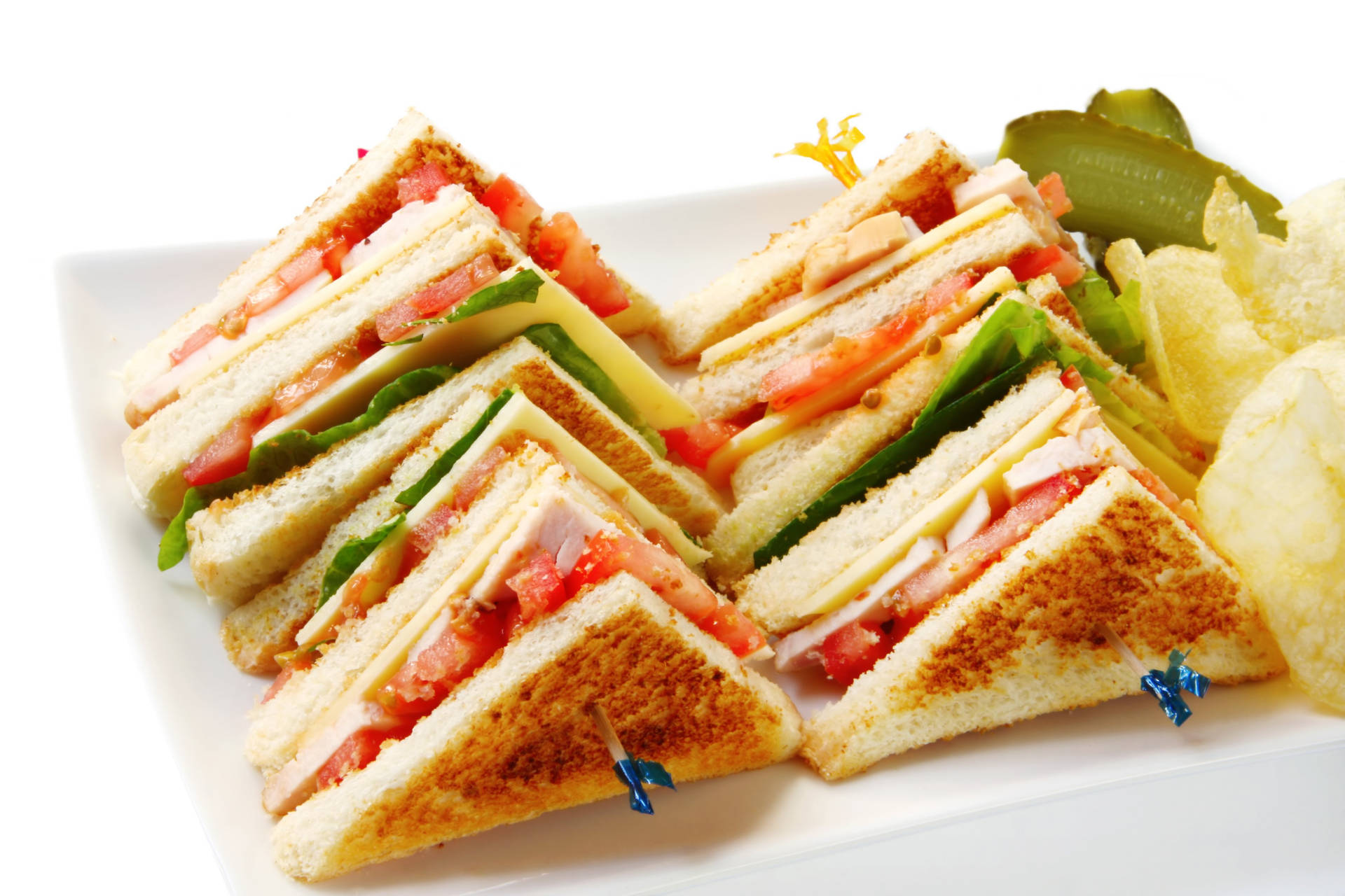 Diverse Sandwich Skewers Displayed Elegantly Background