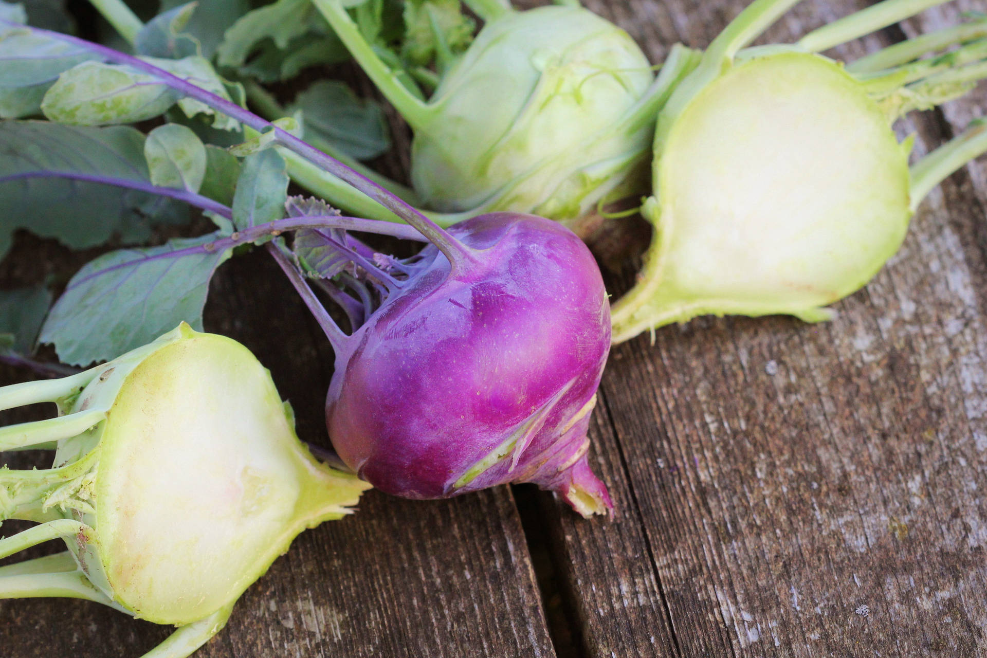 Divided Kohlrabi Vegetables Background