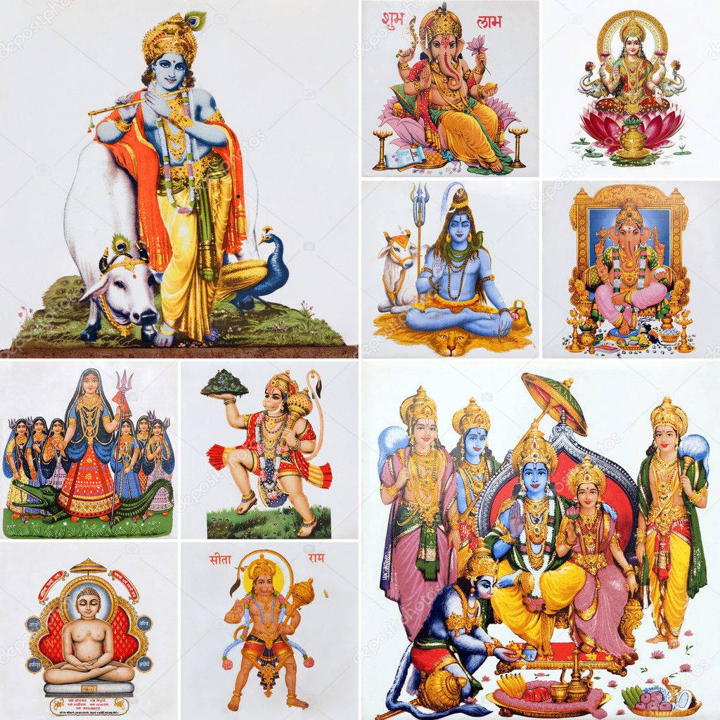 Divine Assembly Of All Hindu Gods Including Shiva Background