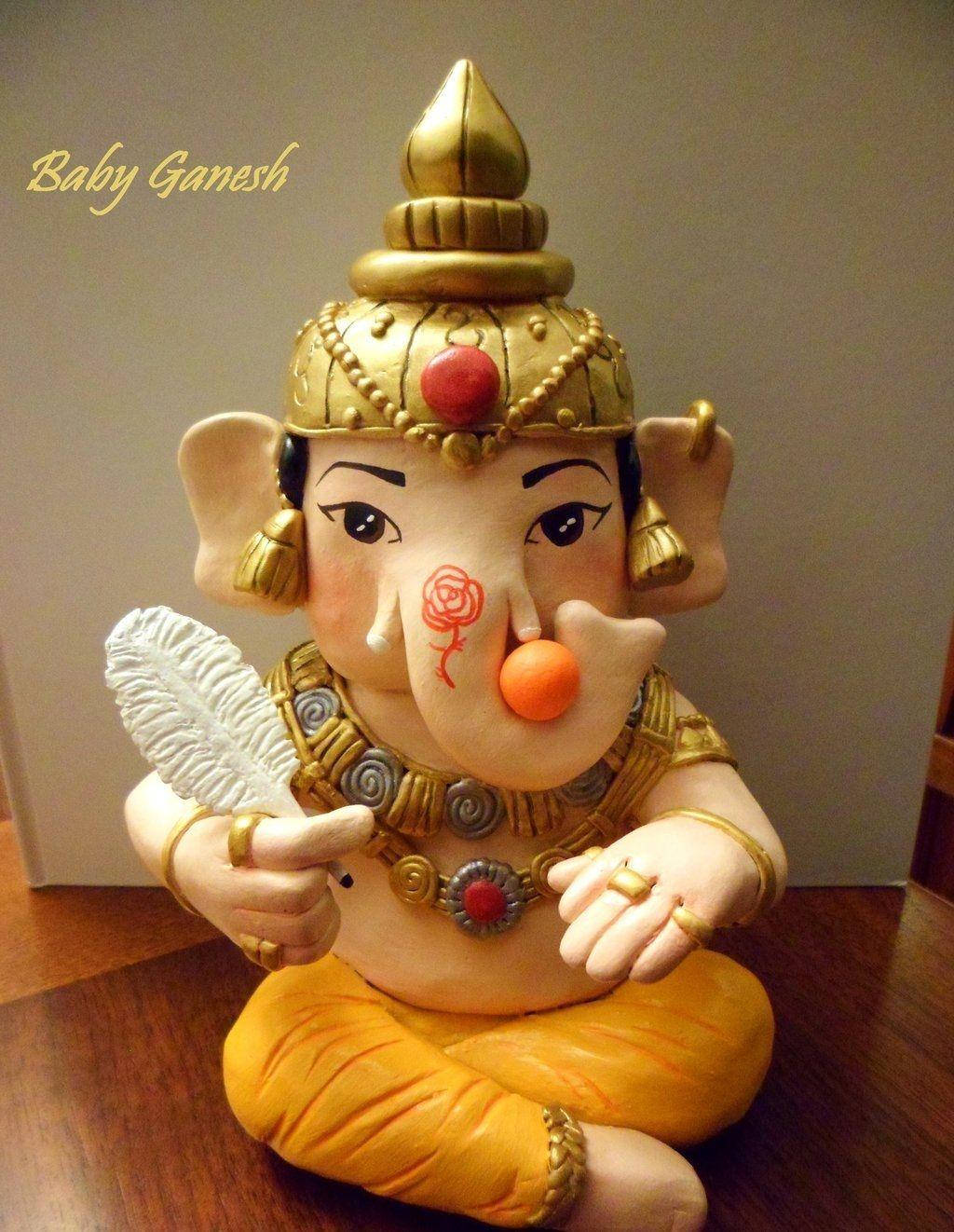 Divine Bal Ganesh Sculpture Background