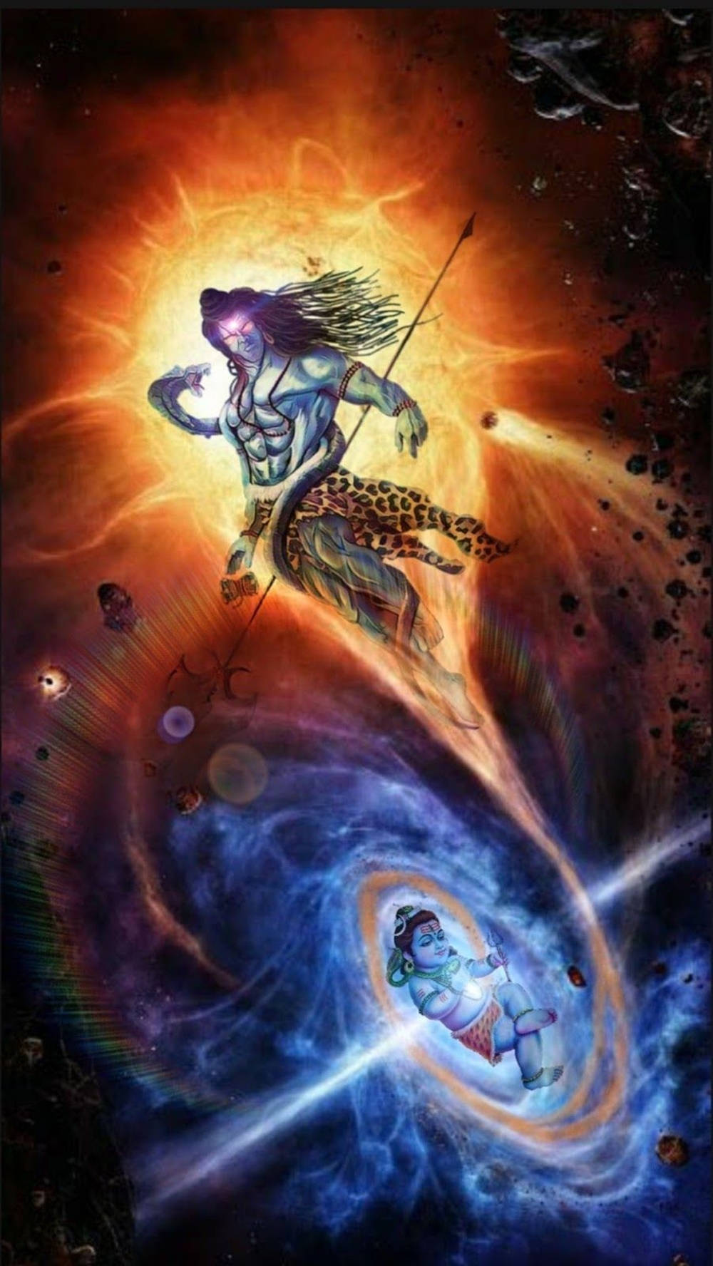 Divine Connection - Angry Vishnu And Infant Self Background