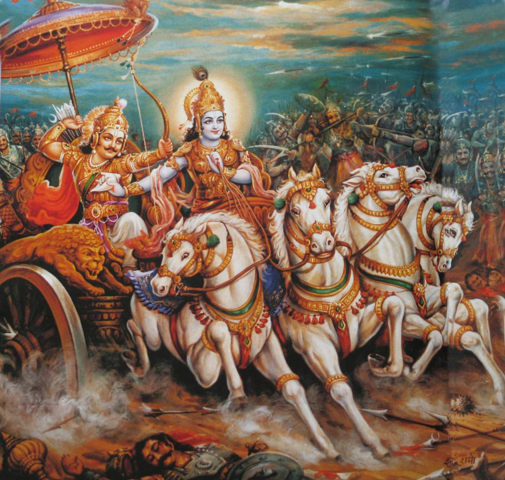 Divine Discourse - Lord Krishna And Arjuna On The Battlefield Of Kurukshetra