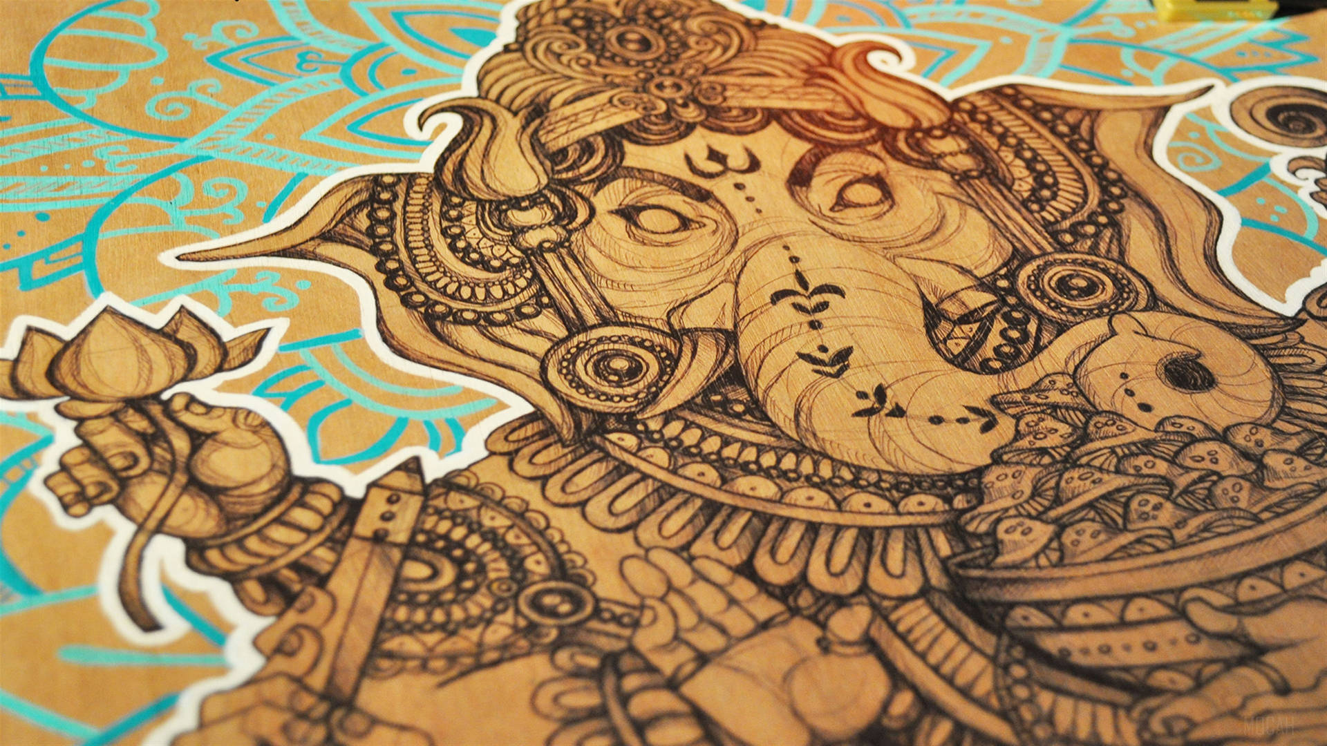 Divine Elegance - Vibrant 4k Illustration Of Lord Ganesh Background