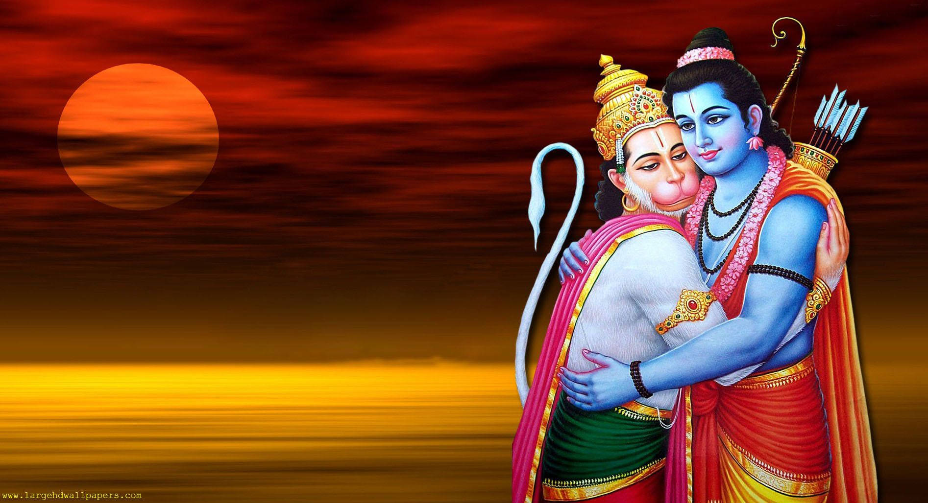 Divine Embrace - Bajrang Dal's Hanuman Hugging Rama In High Definition