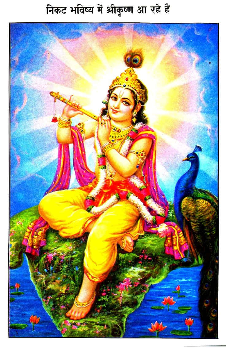 Divine Flute Player Krishna Background