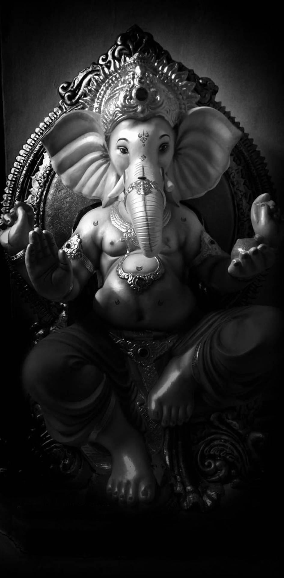 Divine Ganesh Black And White Background