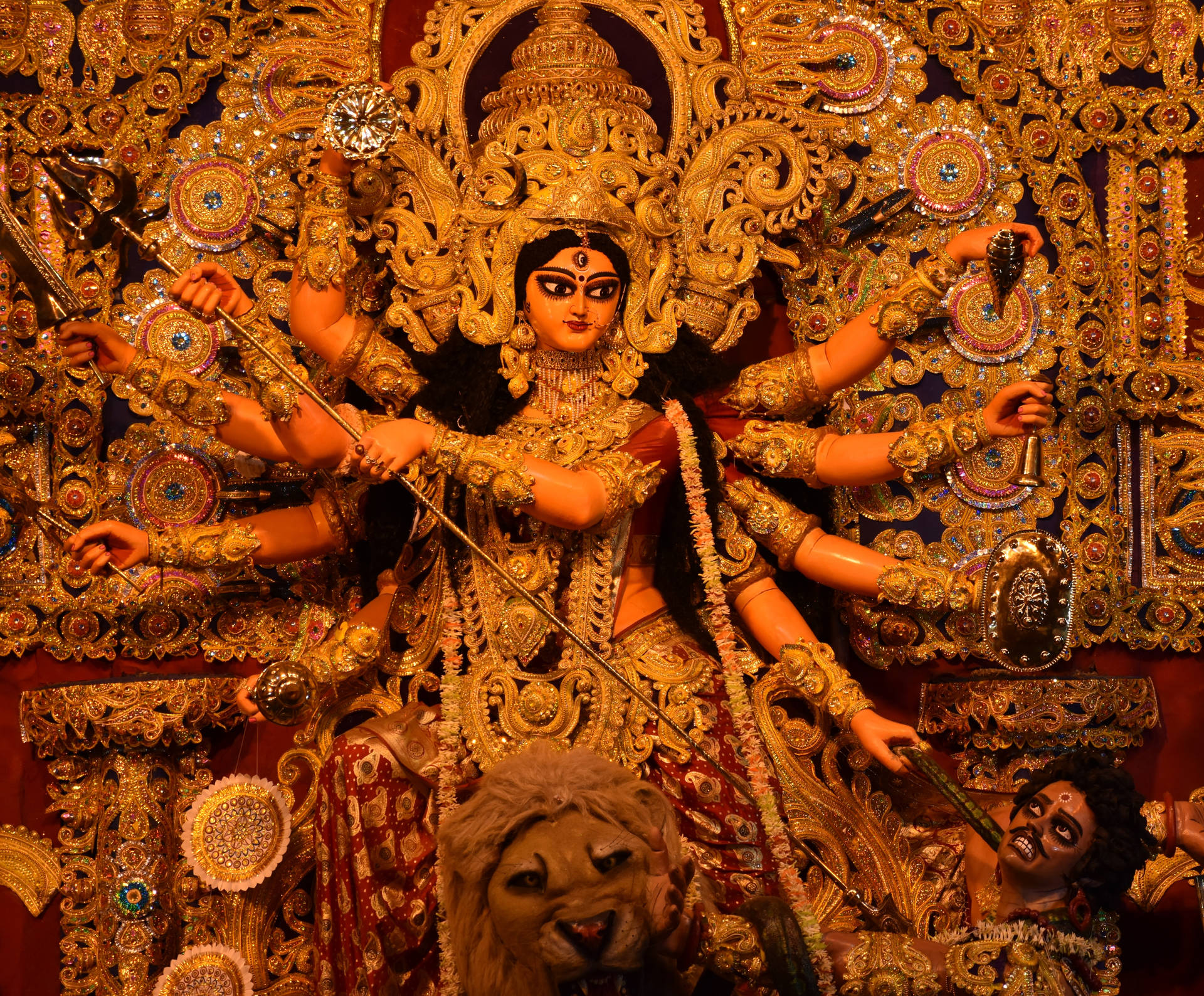 Divine Goddess Kali Exuding Power And Energy Background