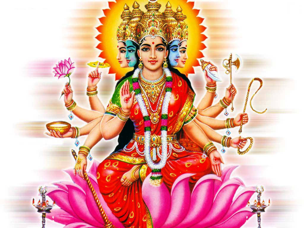 Divine Grace Of Mahalakshmi With Five Faces Background