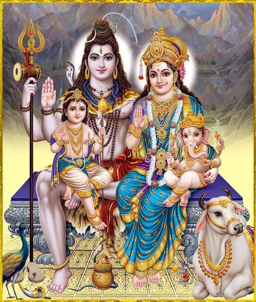 Divine Grace: The Shiv Parivar Including Lord Shiva, Goddess Parvati, Lord Ganesha, And Lord Kartikeya