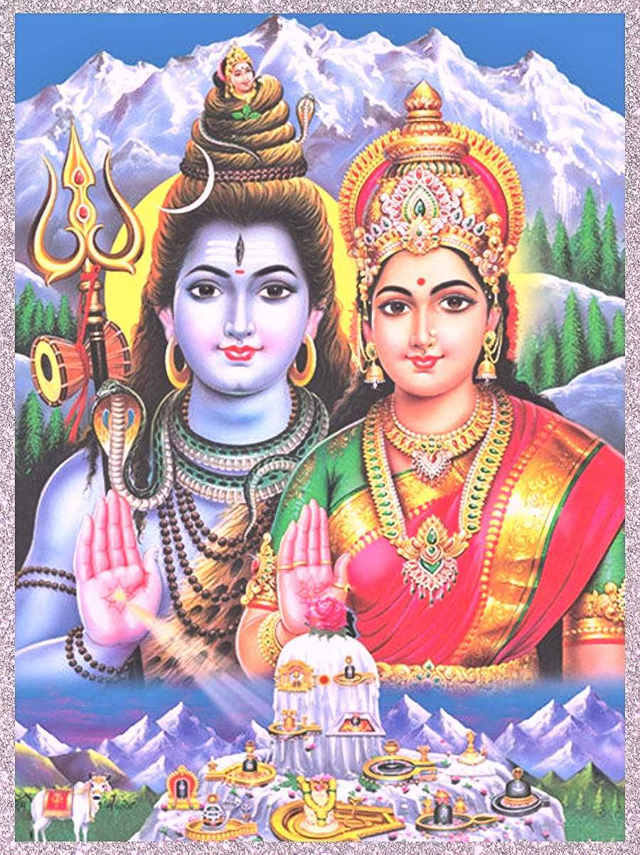 Divine Harmony - The Vibrant Union Of Shiva And Parvati.