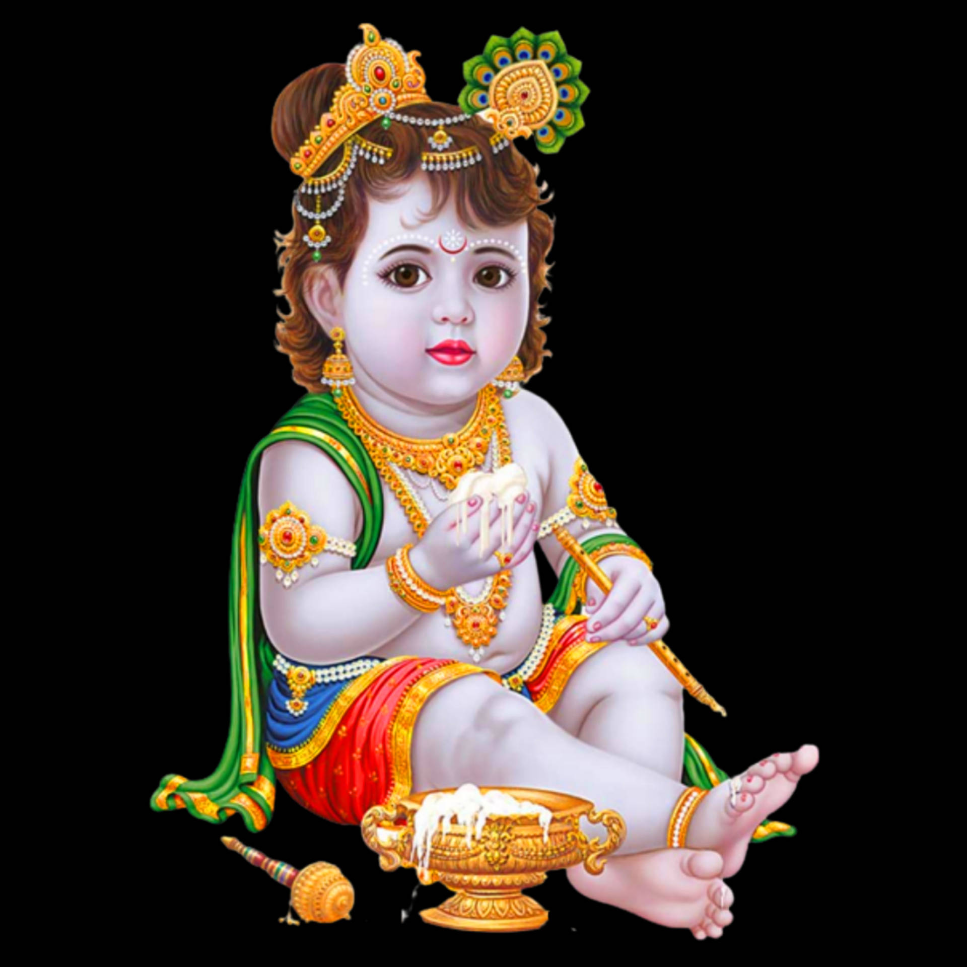 Divine Innocence - Breathtaking Image Of Bal Krishna Background