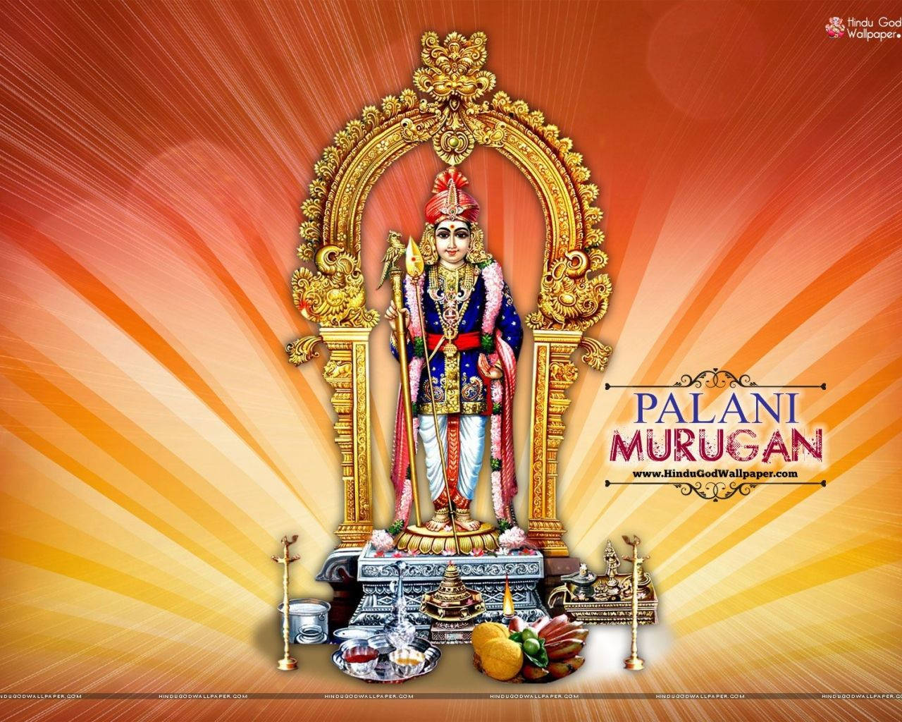 Divine Lord Murugan With Fruit Offerings