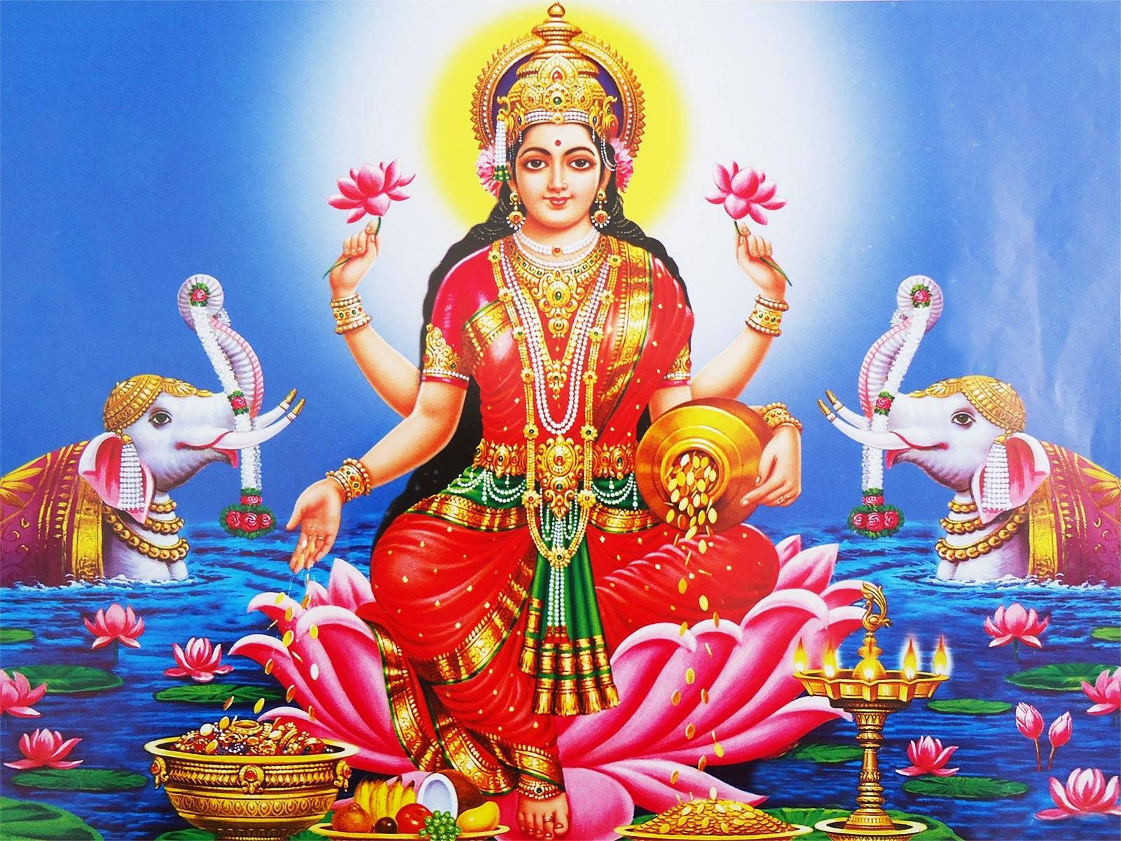 Divine Lotus Blossom Symbolic Of Goddess Lakshmi
