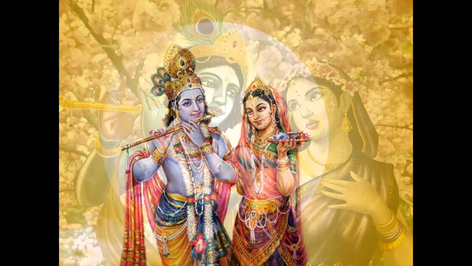 Divine Love - Krishna And Radha In Sepia Tones Background