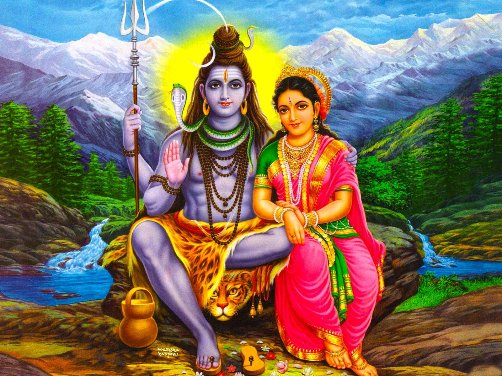 Divine Love Representation With Shiva & Parvati Background