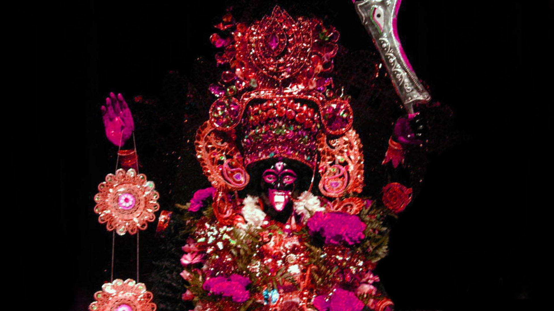 Divine Maa Kali Black Statue Background