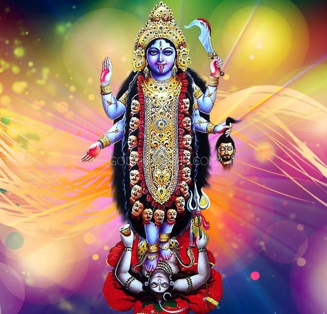 Divine Maa Kali Dancing On Lord Shiva - A Rainbow Aesthetic