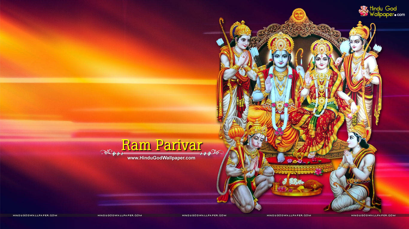 Divine Portrait Of Ram Ji Receiving The Throne Background