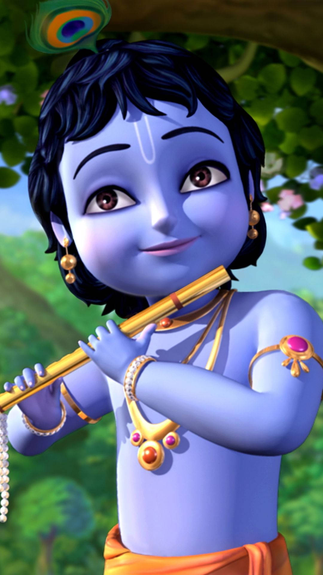 Divine Radiance Of Little Krishna Playing Flute In Hd