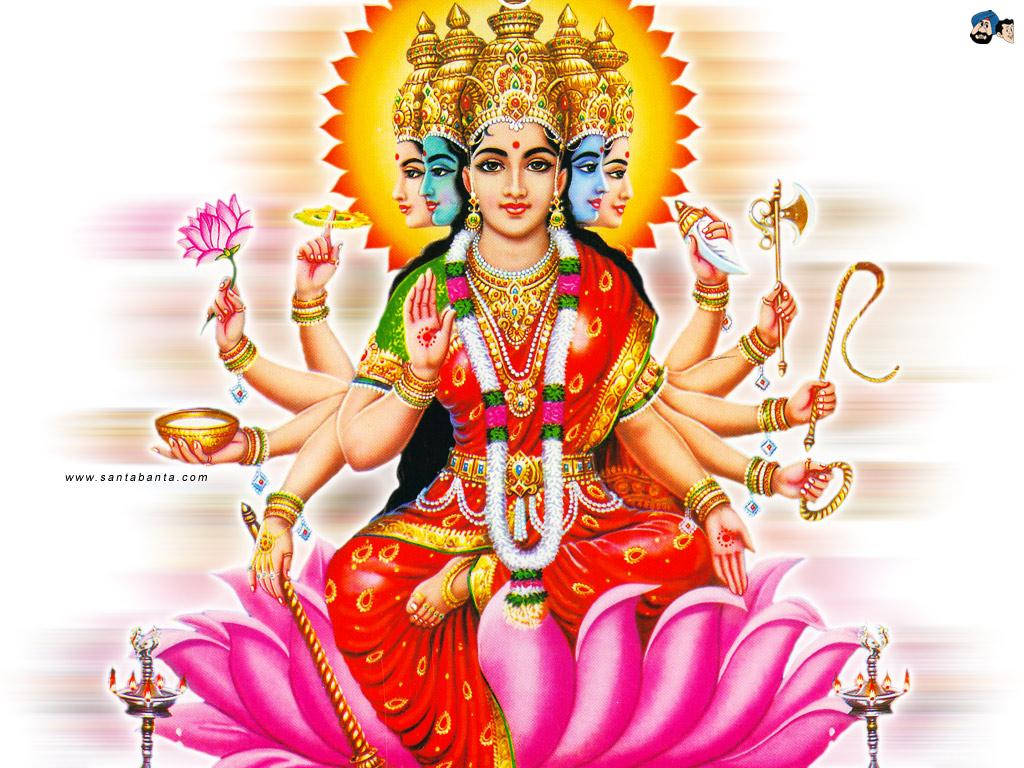 Divine Radiance - Ten-handed Goddess Lakshmi Background