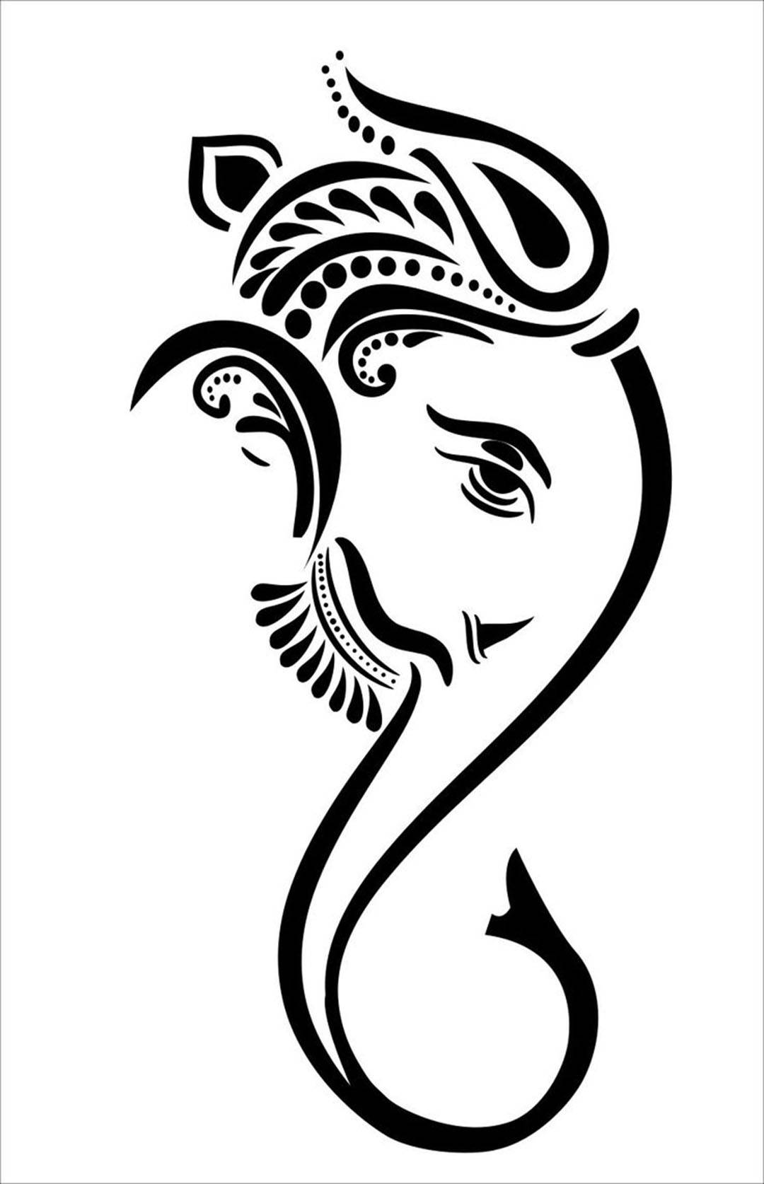 Divine Representation Of Ganesh In Black And White Background