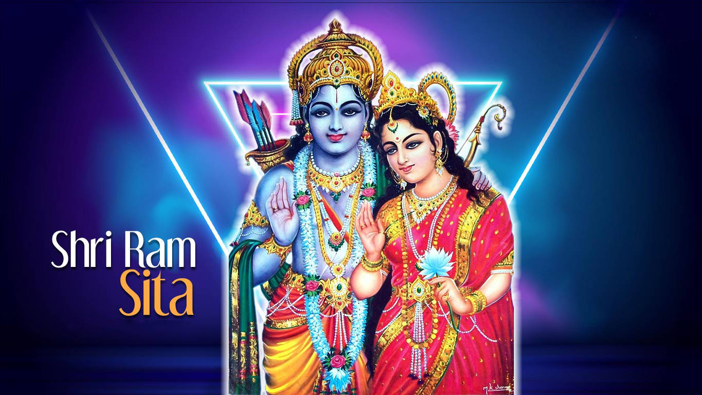 Divine Representation Of Ram And Sita Background