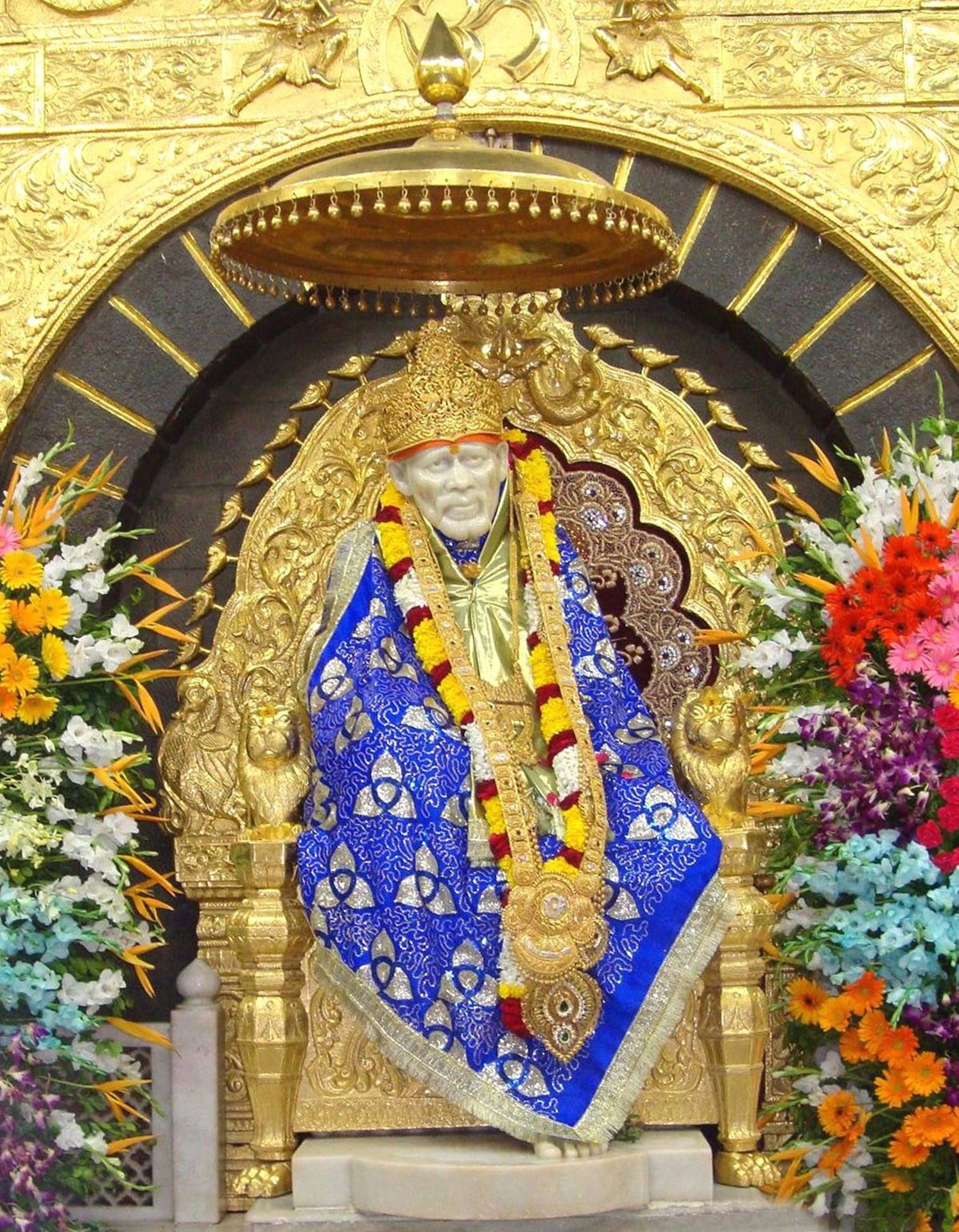 Divine Sai Baba In Golden Aura 4k Image