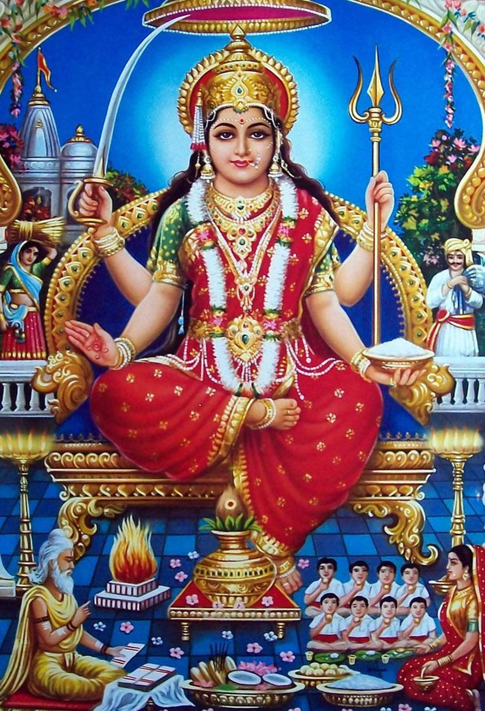 Divine Santoshi Maa - The Four-handed Goddess Background