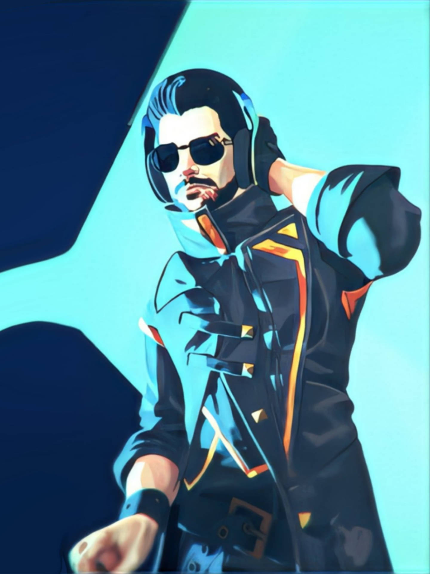 Dj Alok Free Fire Cyan Vector Art Background