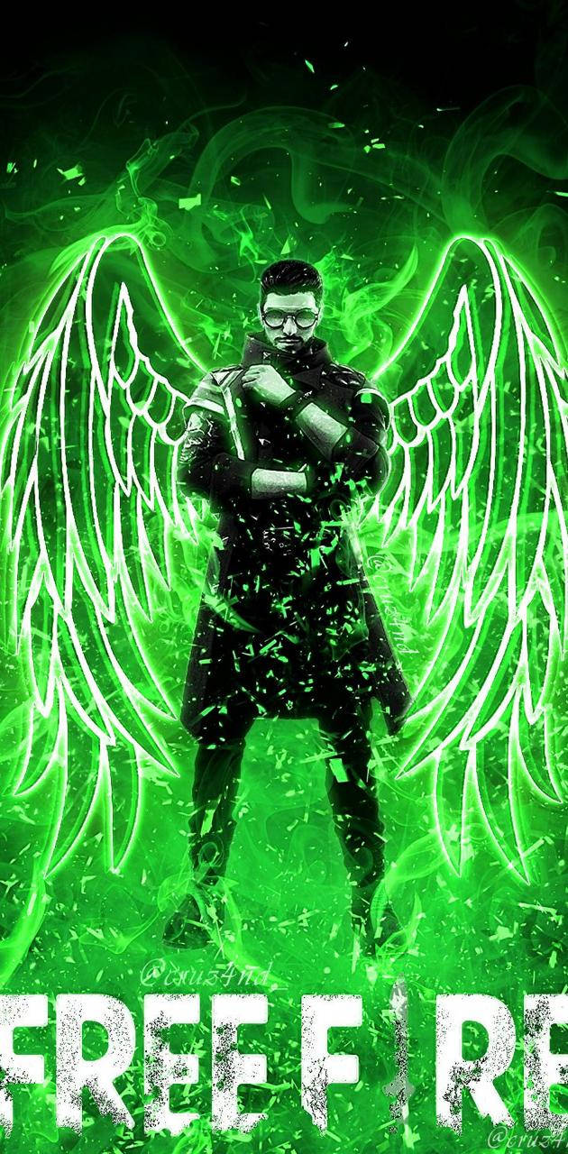 Dj Alok Free Fire Green Wings Art Background