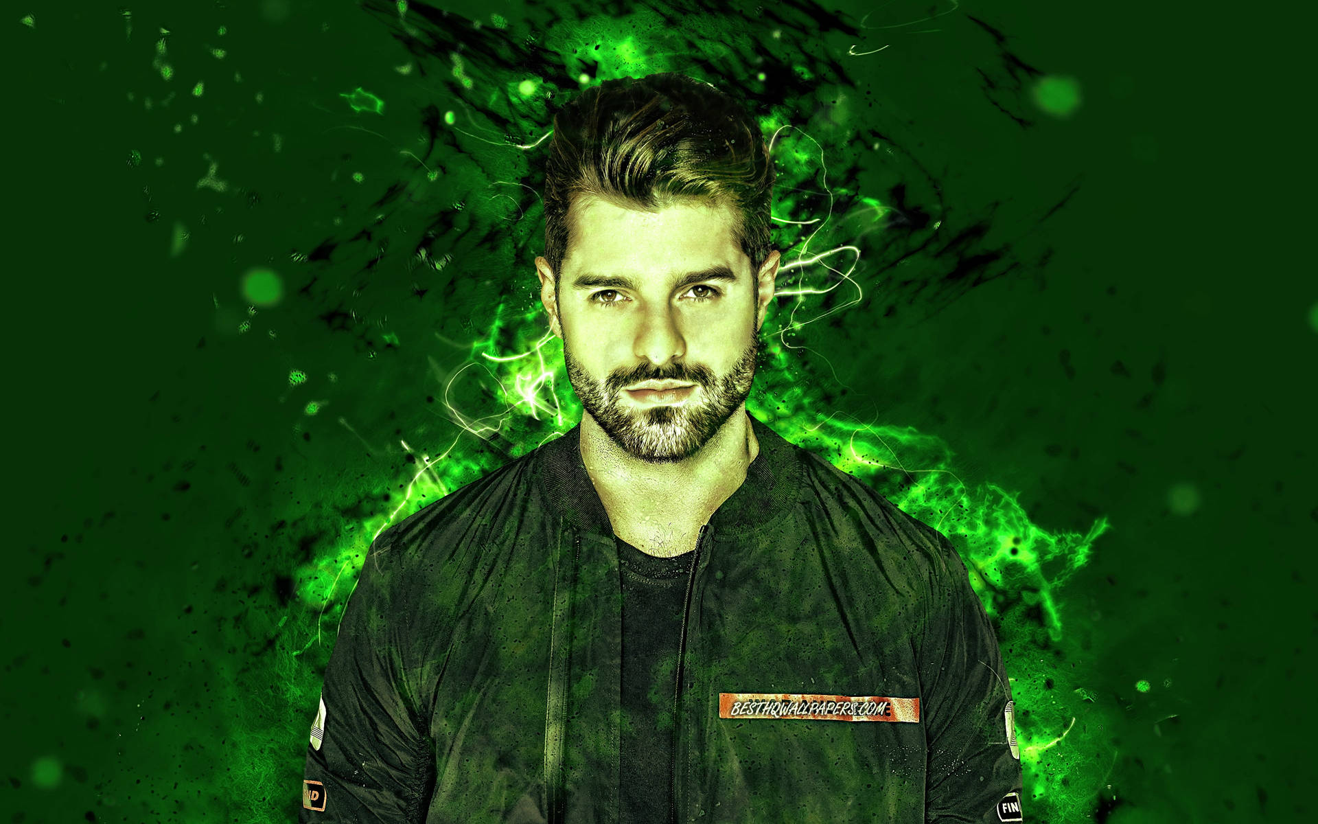 Dj Alok Free Fire Neon Green Background Background