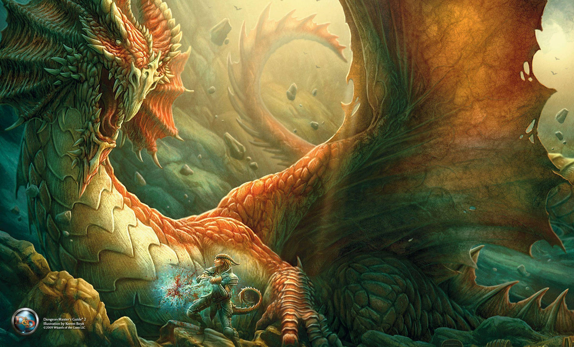 Dnd Dragon And Elf Battle Background